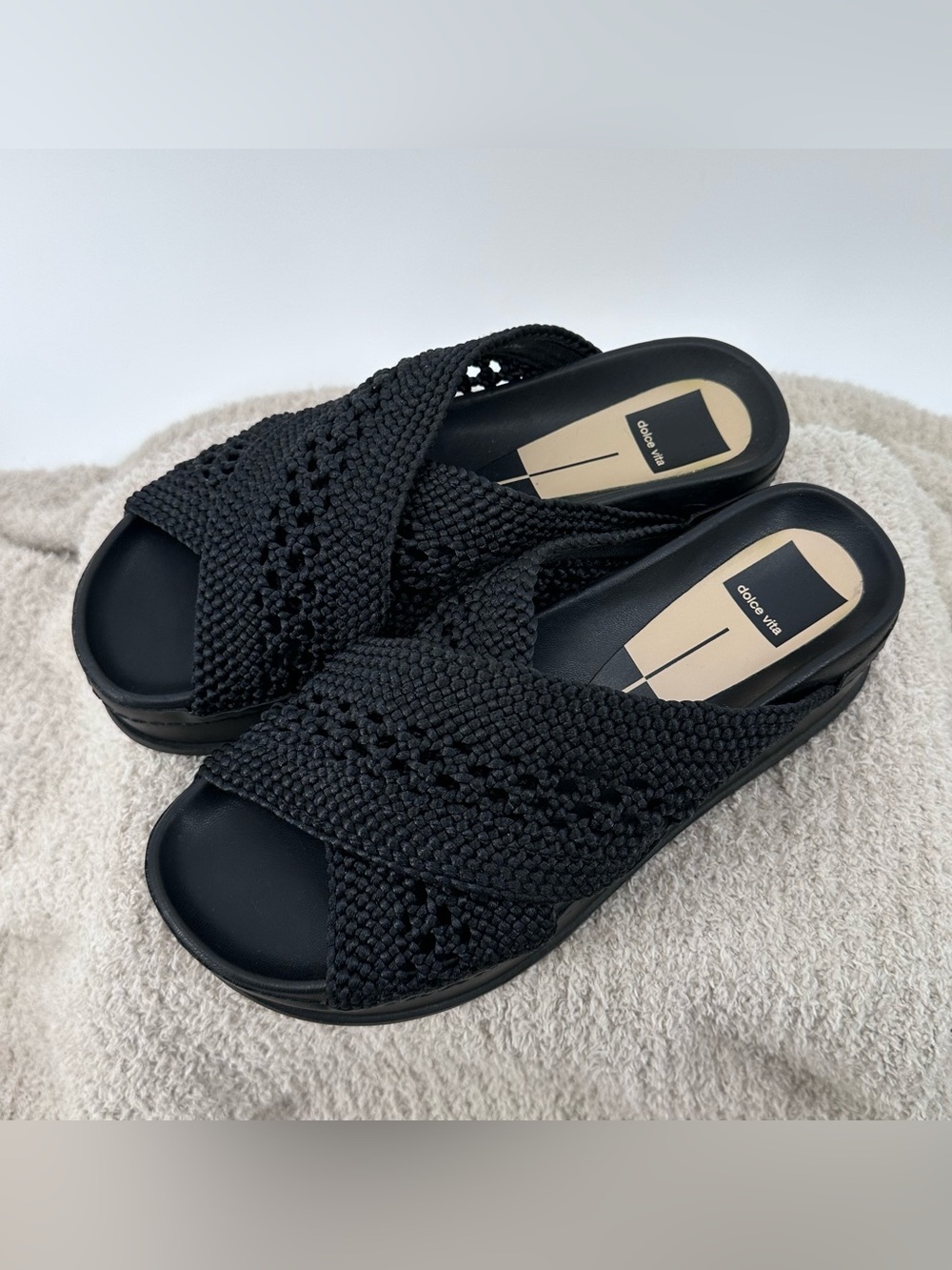 Dolce Vita Black Braided Slide Clogs
